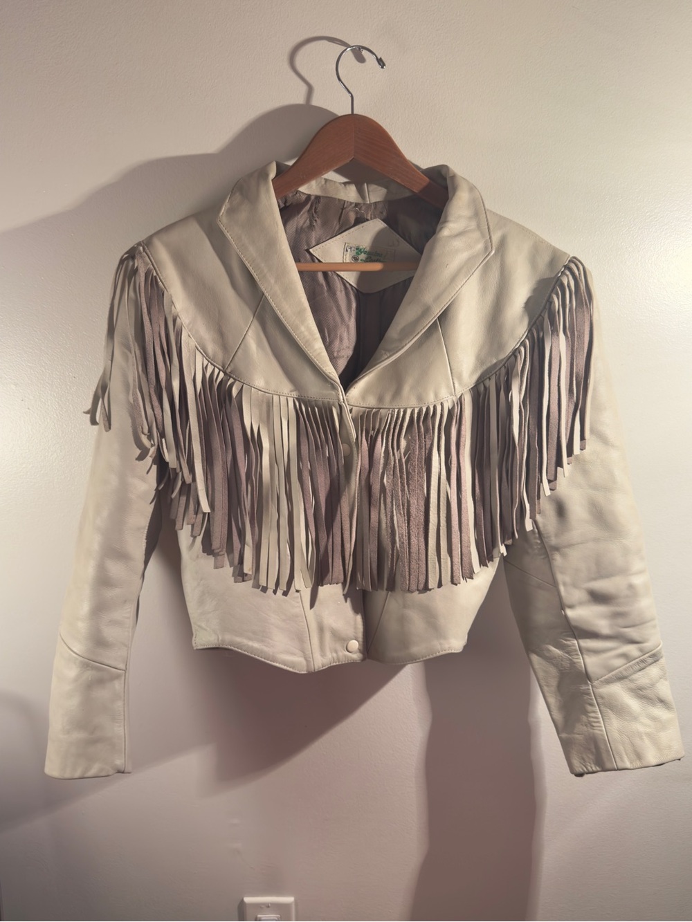 Fringed Leather Jacket - White